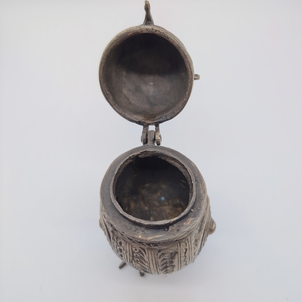 Dhokra Owl Intricate Metal Bird Sculpture Box Vintage India - Picture 8 of 9